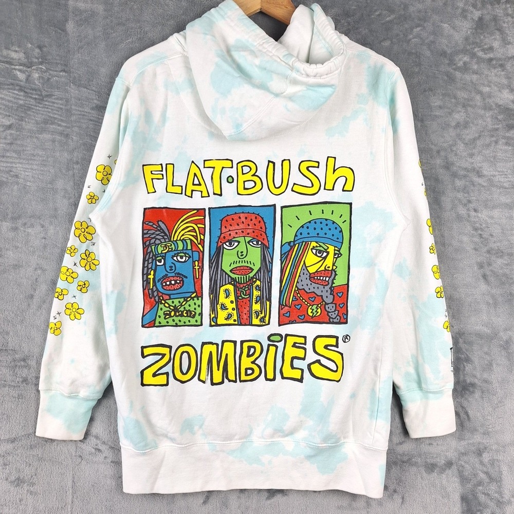 Flatbush Zombies Hoodie Mens Medium White Tie Dye Peecaso Pullover Glorious Dead